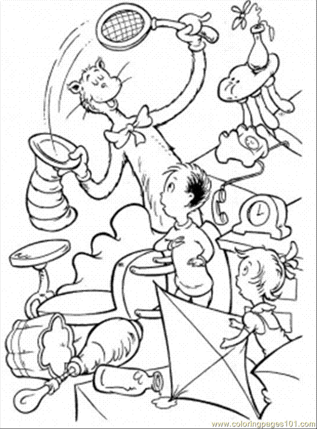 Plansa de colorat cu Cat in the hat 3 27
